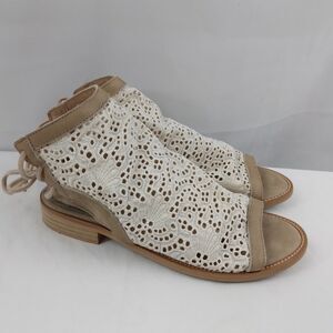 MUSSE & CLOUD Aineed EYELET Lace and LEATHER SANDALS Made in SPAIN Women's 37